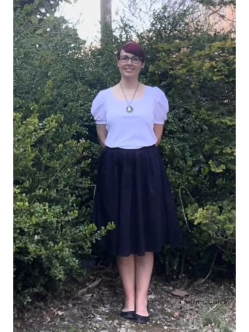 Cotton Pleated A-Line Midi Skirt with Pockets